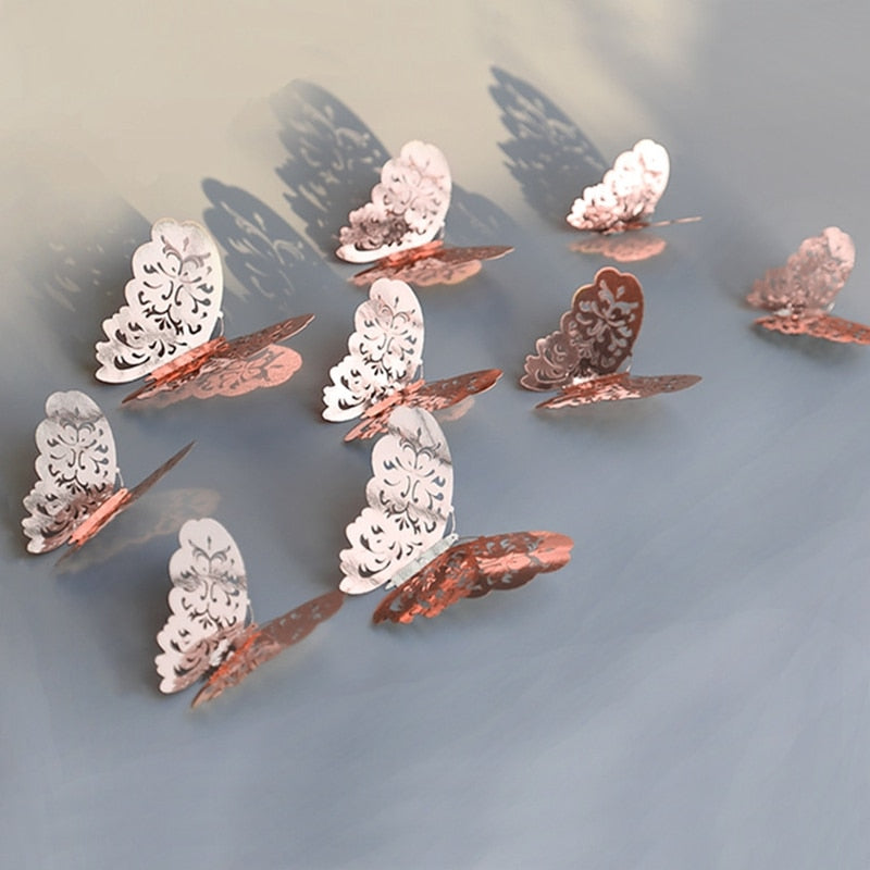 12Pcs 3D Hollow Butterfly Wall Sticker For Home Decoration DIY Wall Stickers For Kids Rooms Decor Butterfly Fridge