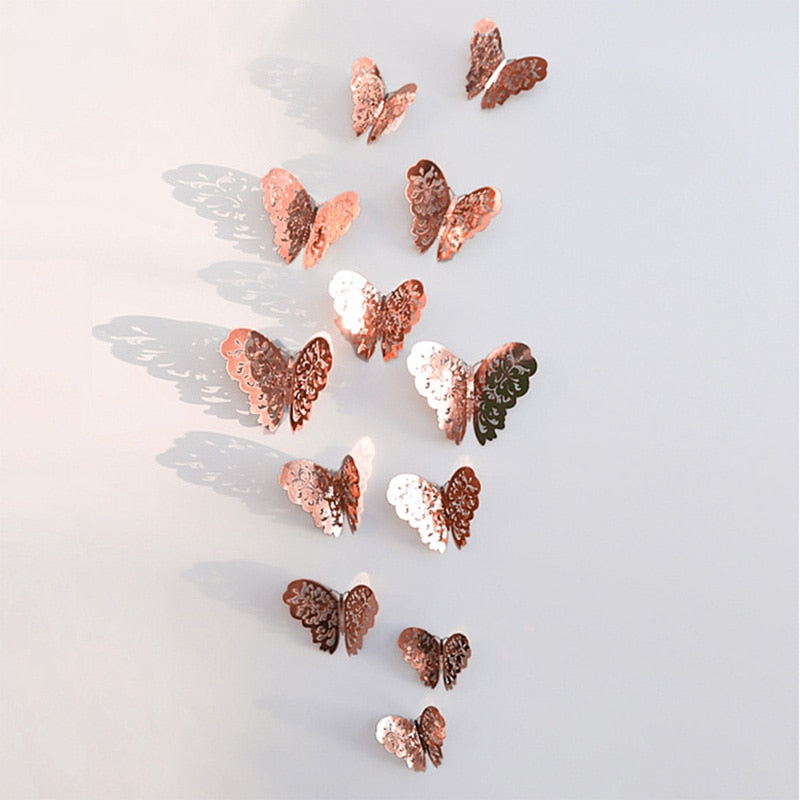 12Pcs 3D Hollow Butterfly Wall Sticker For Home Decoration DIY Wall Stickers For Kids Rooms Decor Butterfly Fridge