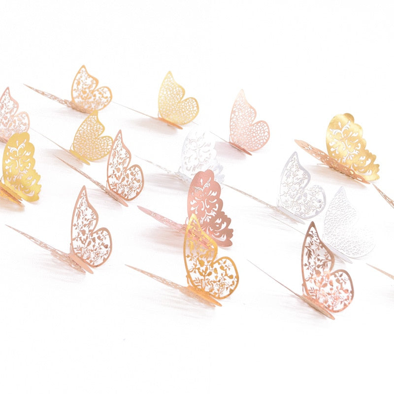 12Pcs 3D Hollow Butterfly Wall Sticker For Home Decoration DIY Wall Stickers For Kids Rooms Decor Butterfly Fridge