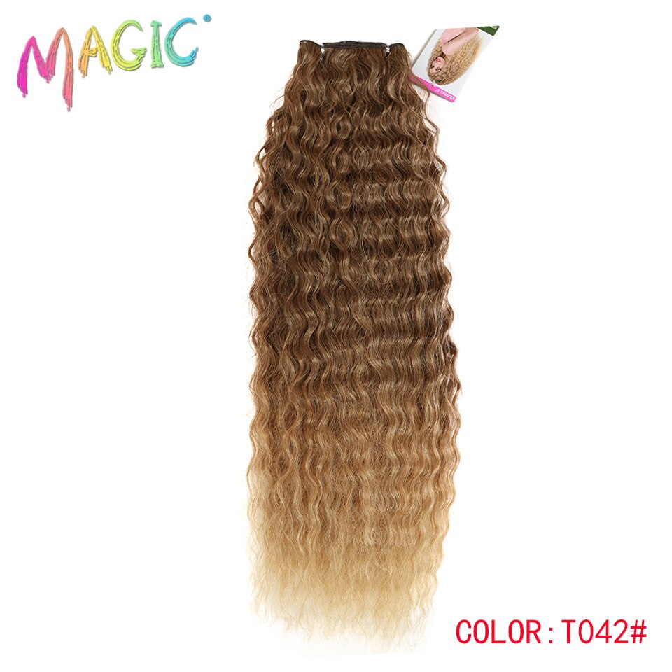MAGIC Deep Curly Synthetic Hair Weave Deep Wave Hair Bundles 28 & 30 & 32 Inches Ombre Color Two Tone Curly Hair Extension 120g