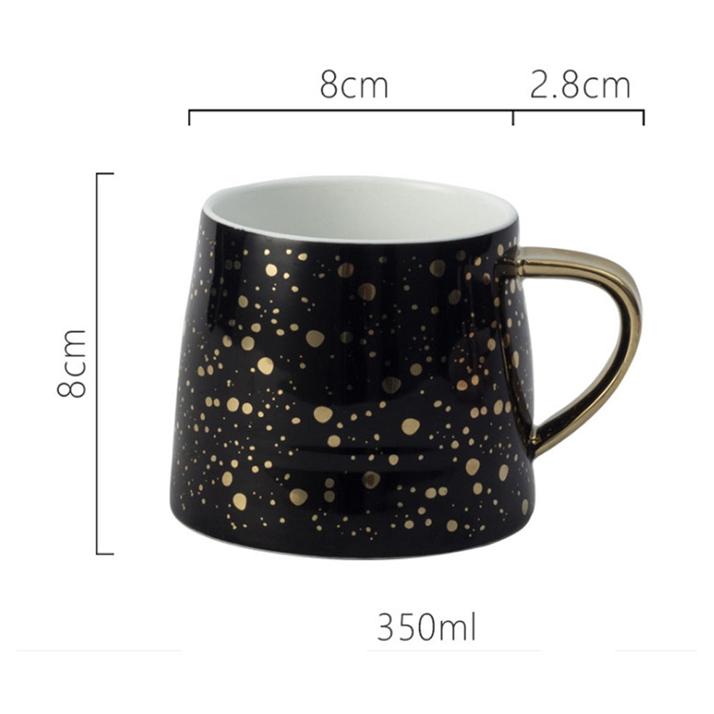 Ceramic Coffee Mug Milk Cup Drinkware Starry Sky Pattern Teacup Simple Creative Mugs pink black white cup