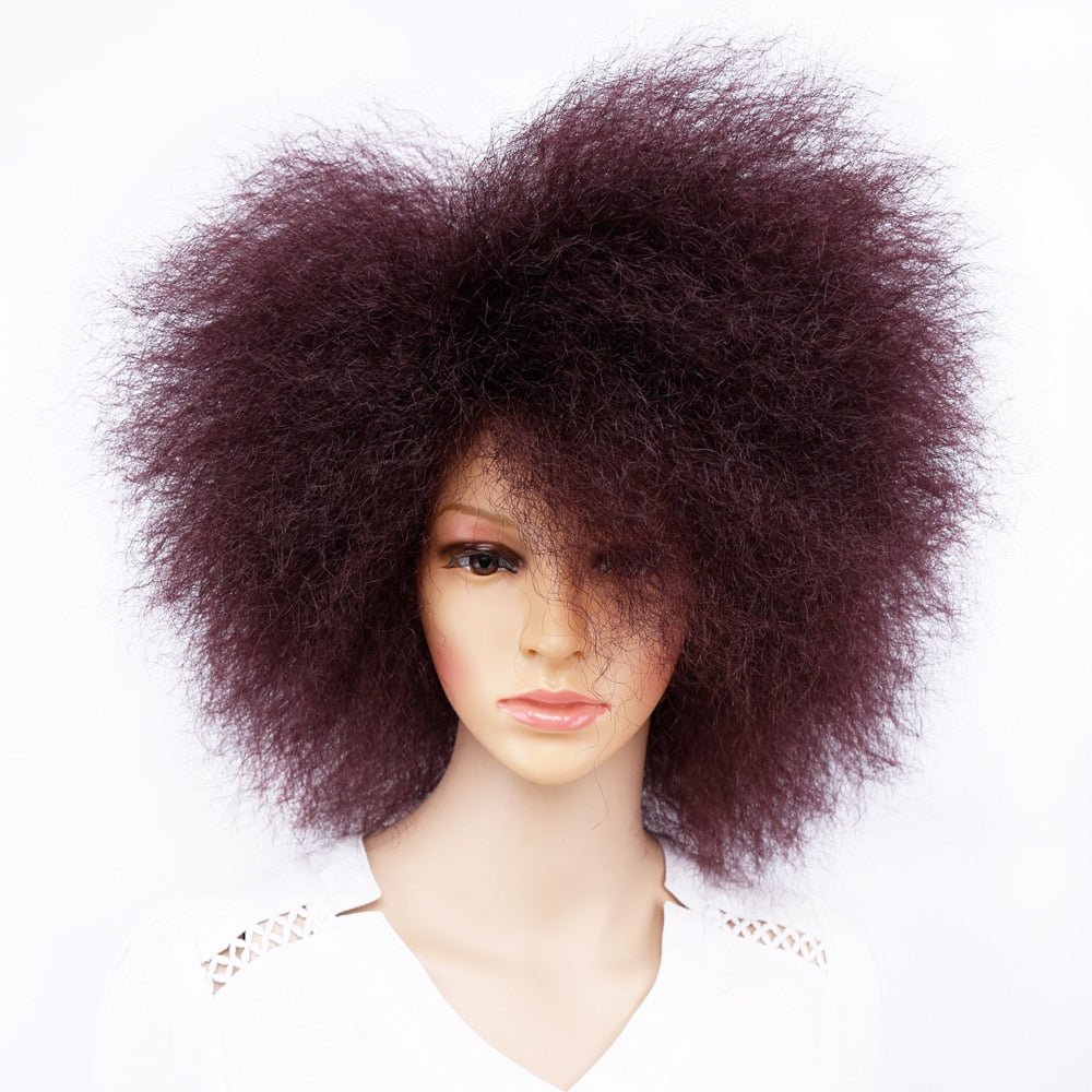 Amir Synthetic Kinky Curly Wig Short Afro Wigs Black Brown Red Color 6inch Short Wig