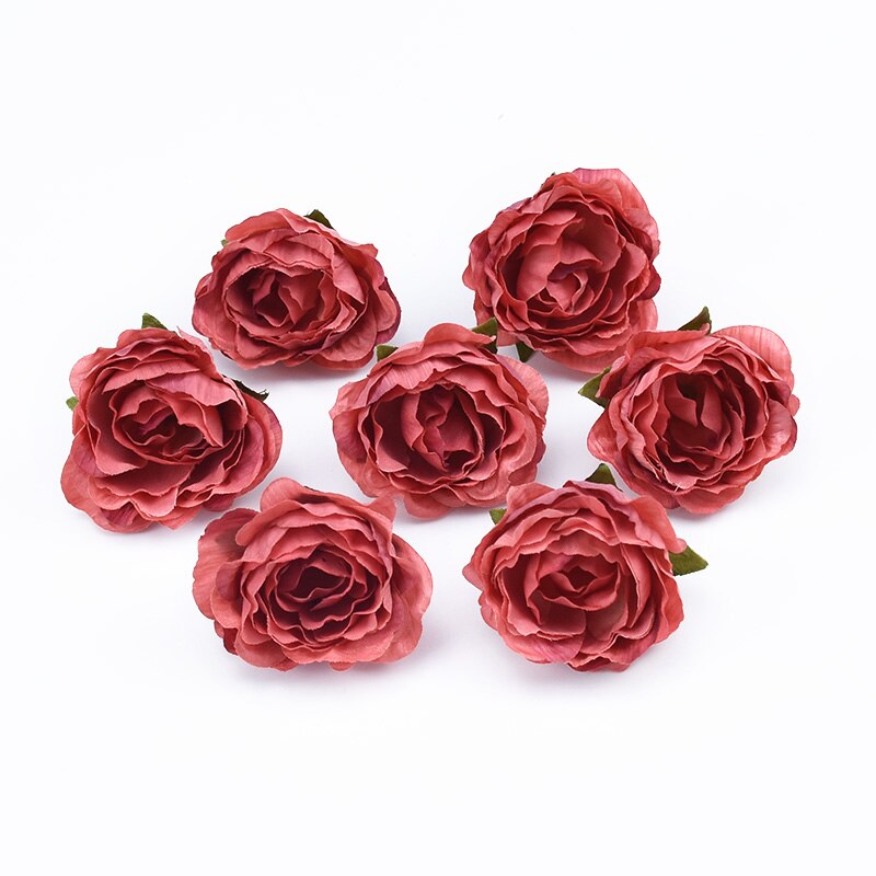 10Pcs 4cm Multicolor Wedding Decoration Silk Roses Scrapbooking Home Decor Artificial Plants Decorative Flowers Wreaths Pompons