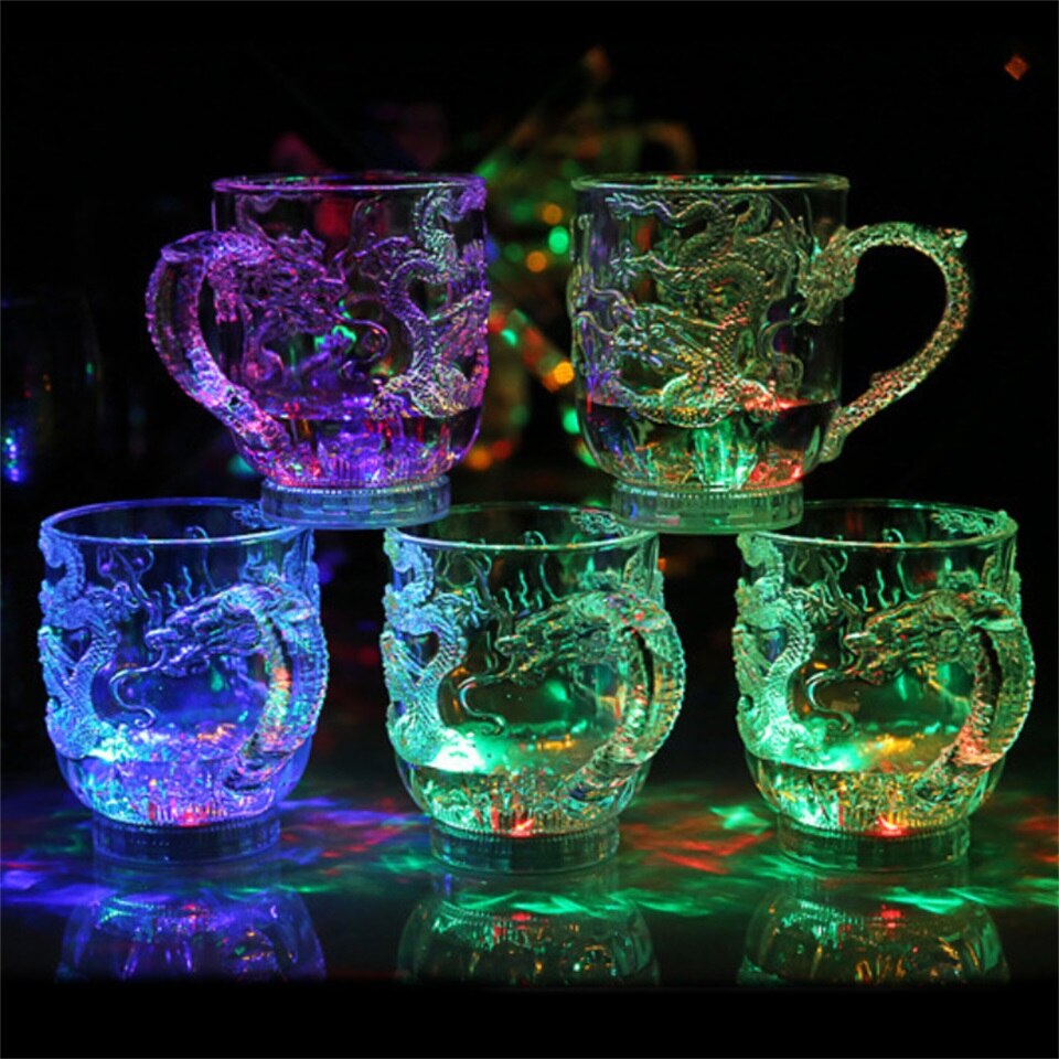 Dragon Luminescence Plastic Cup Changing Color Magic Mug For Water Wine Beer Supplies Unique Bar Kitchen Drinking Tumbler