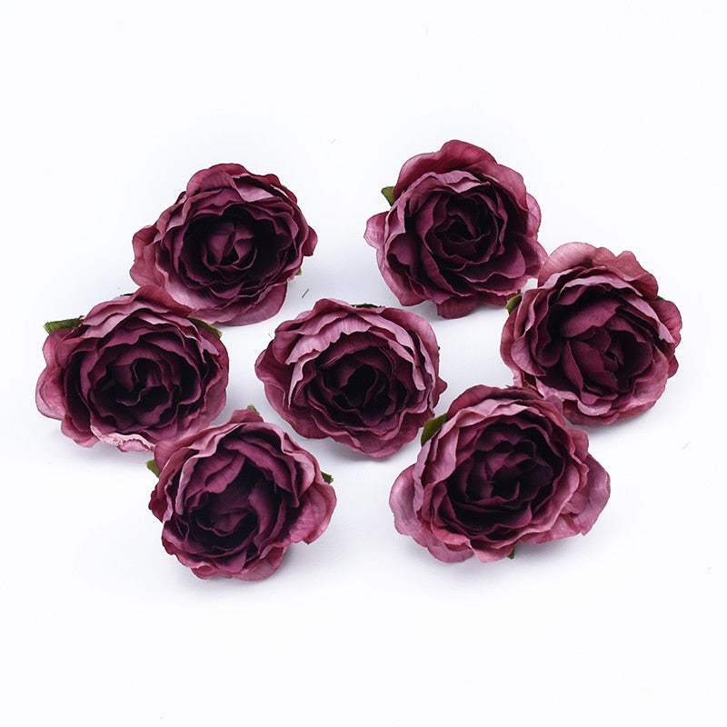 10Pcs 4cm Multicolor Wedding Decoration Silk Roses Scrapbooking Home Decor Artificial Plants Decorative Flowers Wreaths Pompons