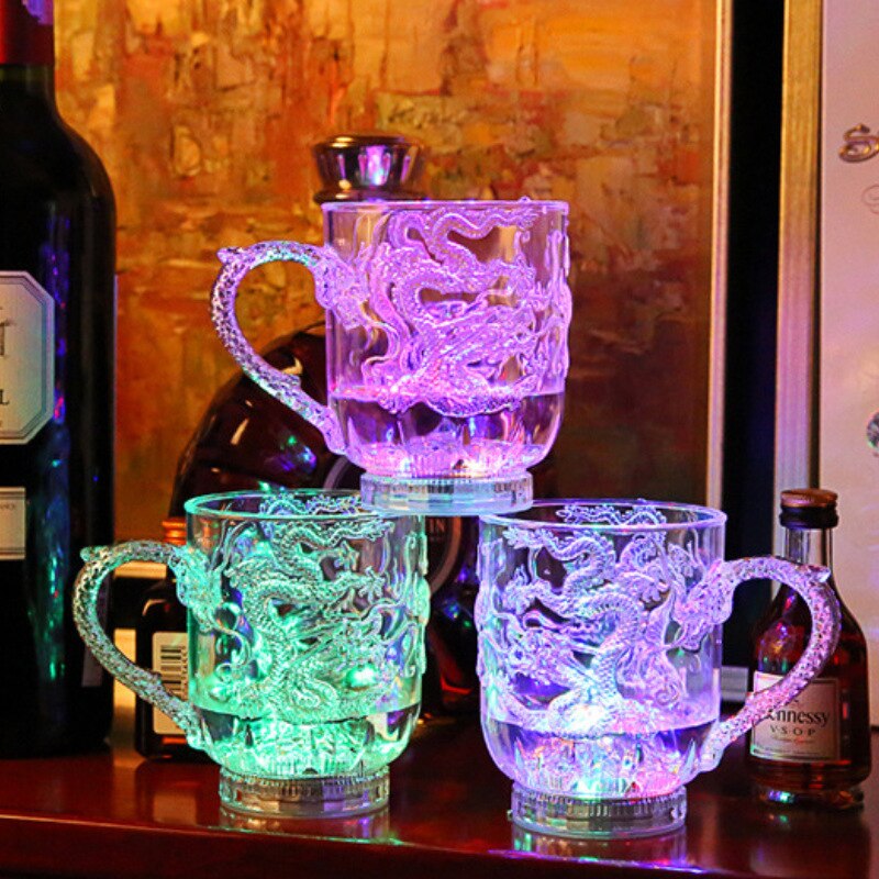 Dragon Luminescence Plastic Cup Changing Color Magic Mug For Water Wine Beer Supplies Unique Bar Kitchen Drinking Tumbler