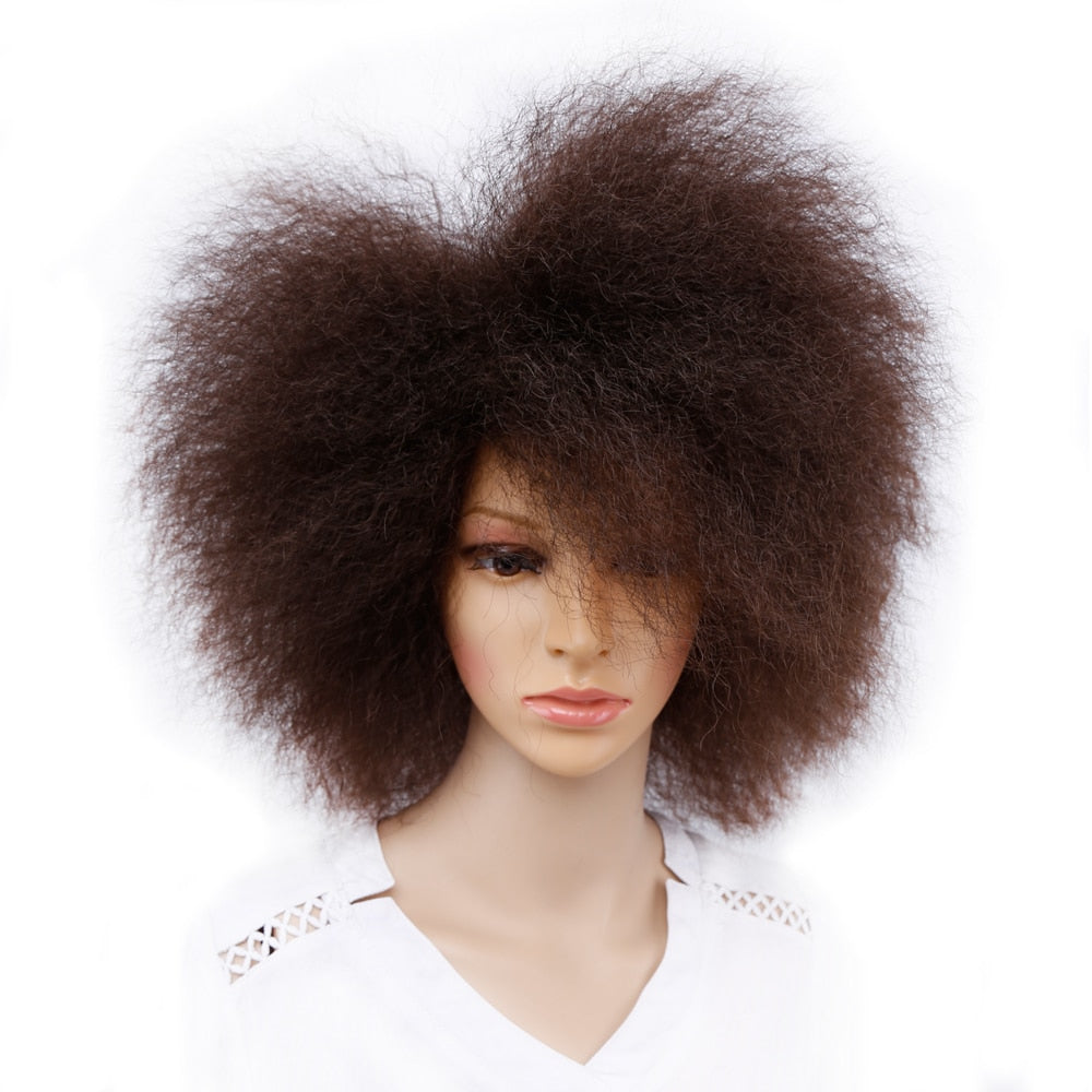 Amir Synthetic Kinky Curly Wig Short Afro Wigs Black Brown Red Color 6inch Short Wig