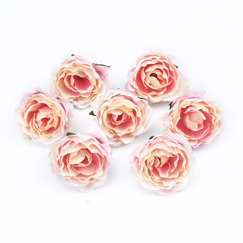10Pcs 4cm Multicolor Wedding Decoration Silk Roses Scrapbooking Home Decor Artificial Plants Decorative Flowers Wreaths Pompons