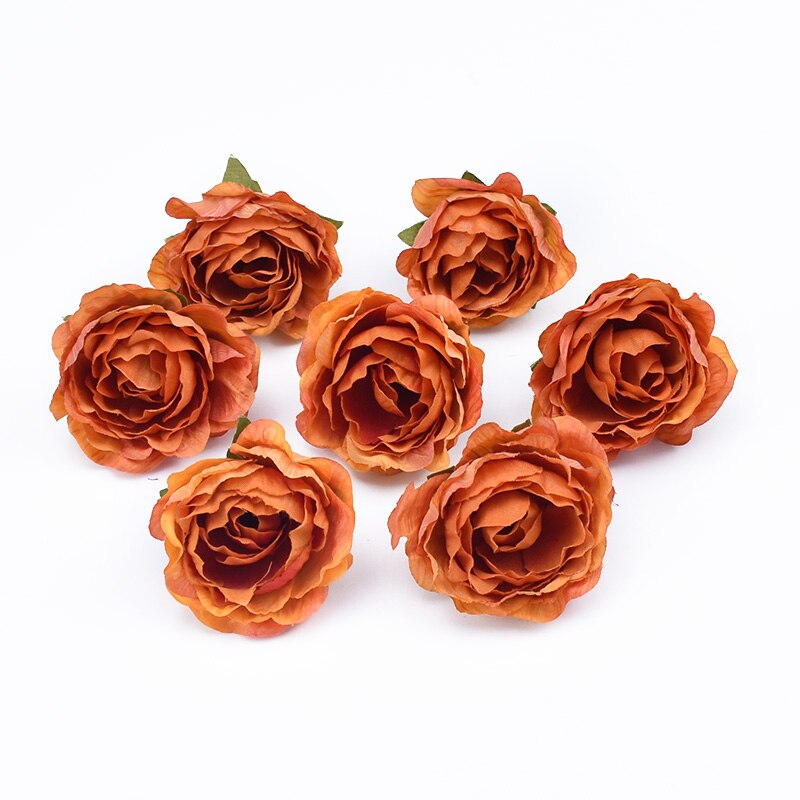 10Pcs 4cm Multicolor Wedding Decoration Silk Roses Scrapbooking Home Decor Artificial Plants Decorative Flowers Wreaths Pompons
