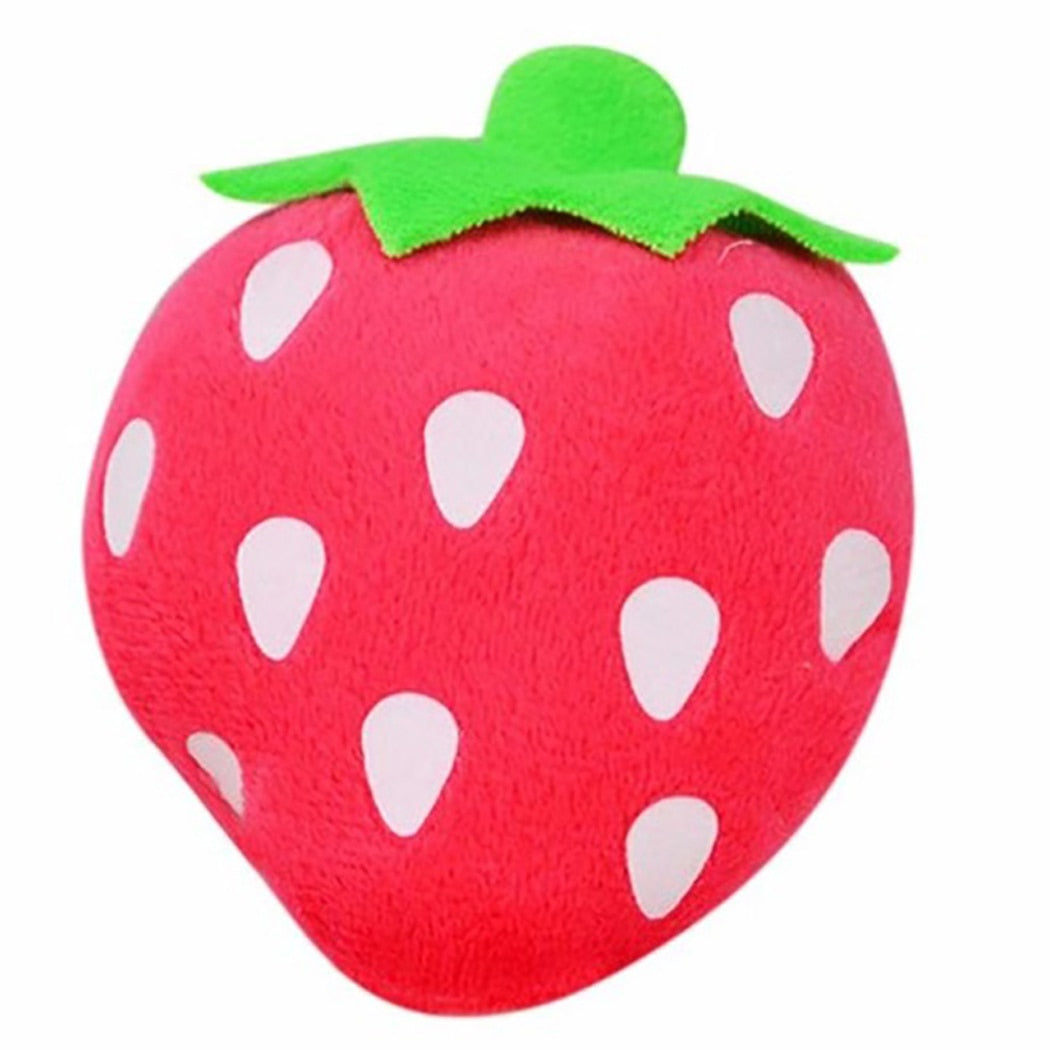 Pet Toys Funny Cartoon Cute Fruit Bite Resistant Plush Squeaky Toy Pet Chew Toy For Cats Pet Interactive Partner