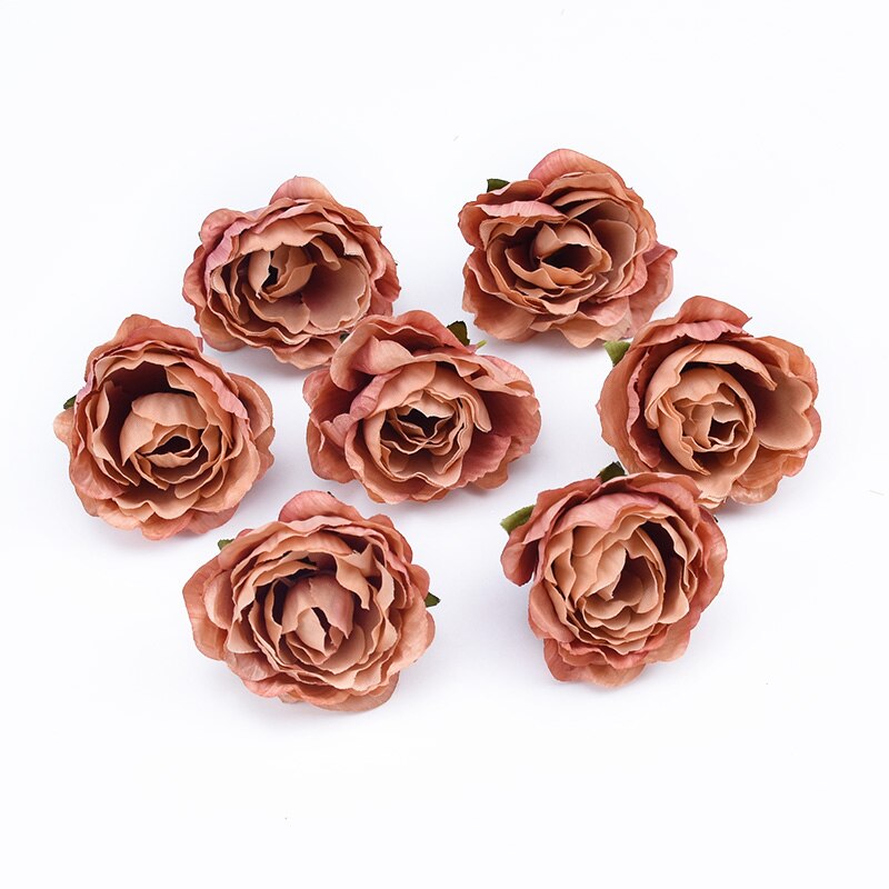10Pcs 4cm Multicolor Wedding Decoration Silk Roses Scrapbooking Home Decor Artificial Plants Decorative Flowers Wreaths Pompons