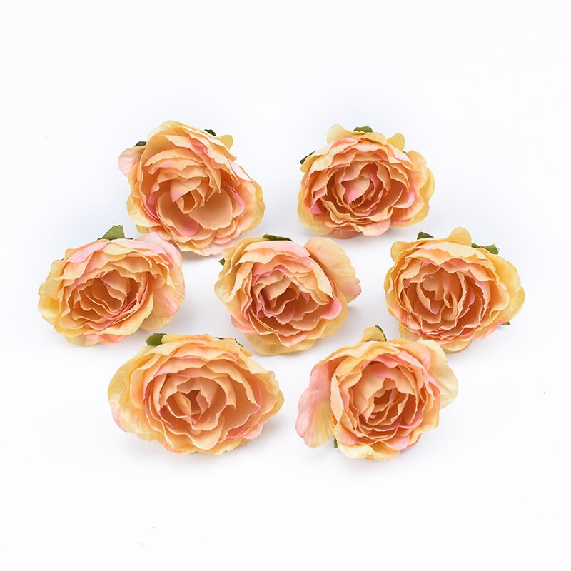 10Pcs 4cm Multicolor Wedding Decoration Silk Roses Scrapbooking Home Decor Artificial Plants Decorative Flowers Wreaths Pompons
