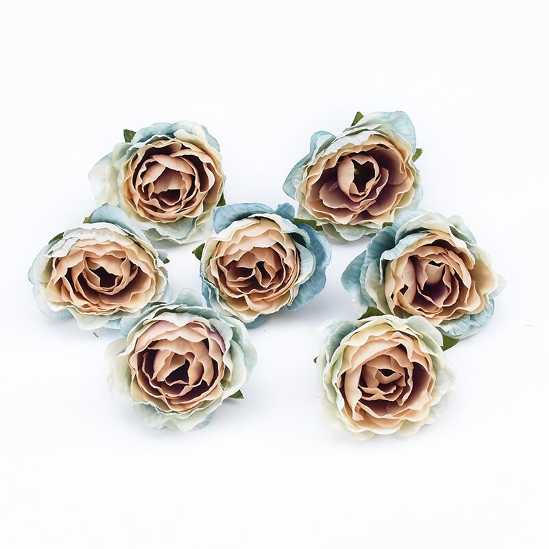 10Pcs 4cm Multicolor Wedding Decoration Silk Roses Scrapbooking Home Decor Artificial Plants Decorative Flowers Wreaths Pompons