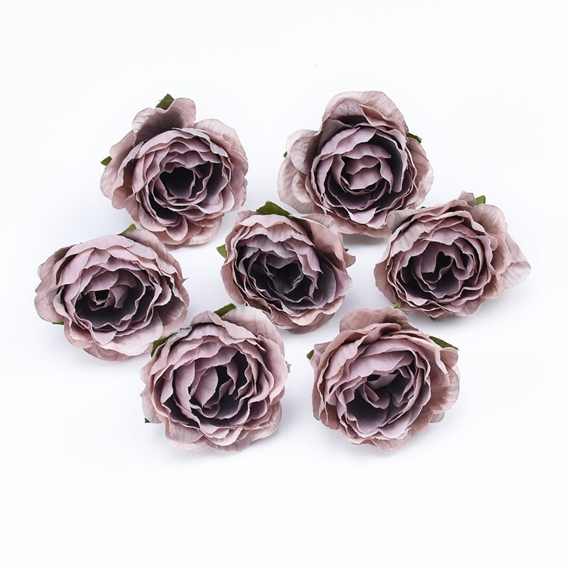 10Pcs 4cm Multicolor Wedding Decoration Silk Roses Scrapbooking Home Decor Artificial Plants Decorative Flowers Wreaths Pompons