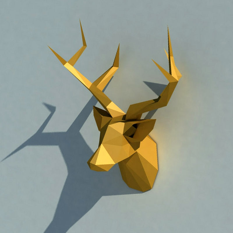 3D Pear Deer Head Animal Paper Model Toy Home Decor Living Room Decor DIY Paper Craft Model Party Gift