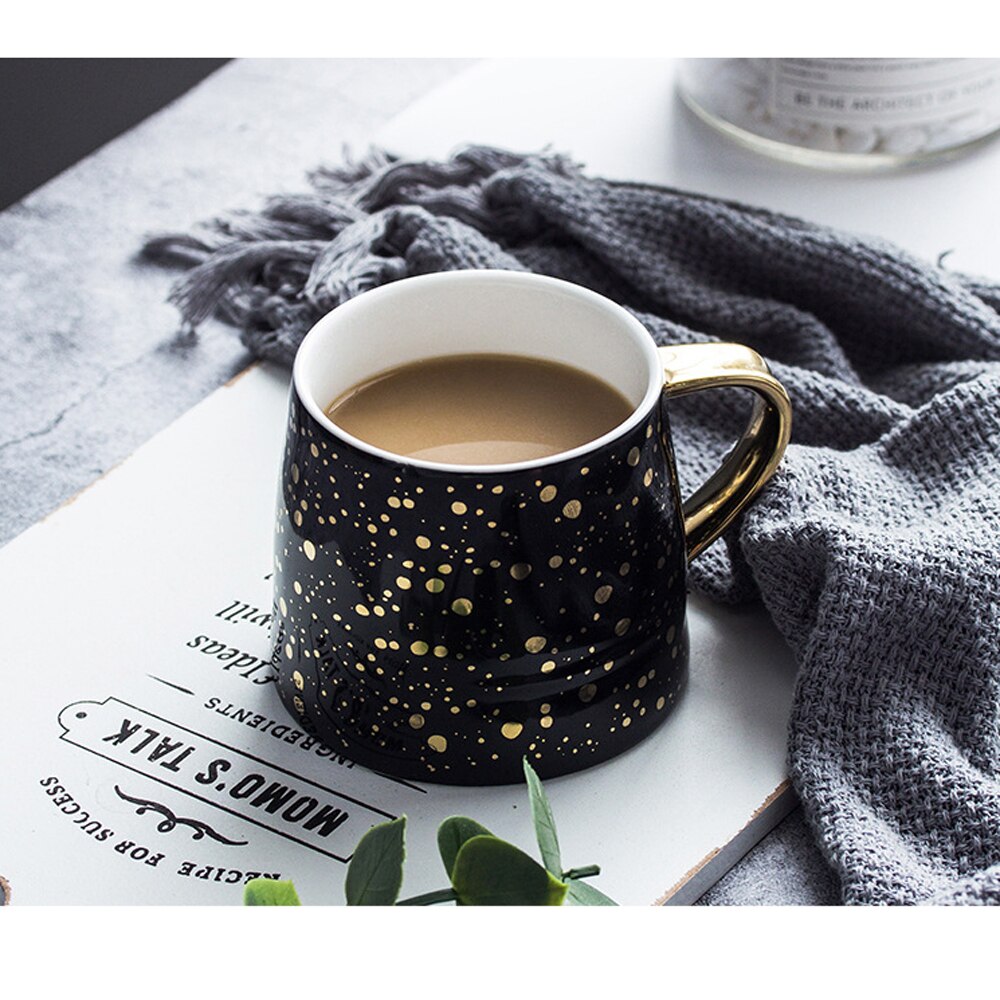 Ceramic Coffee Mug Milk Cup Drinkware Starry Sky Pattern Teacup Simple Creative Mugs pink black white cup