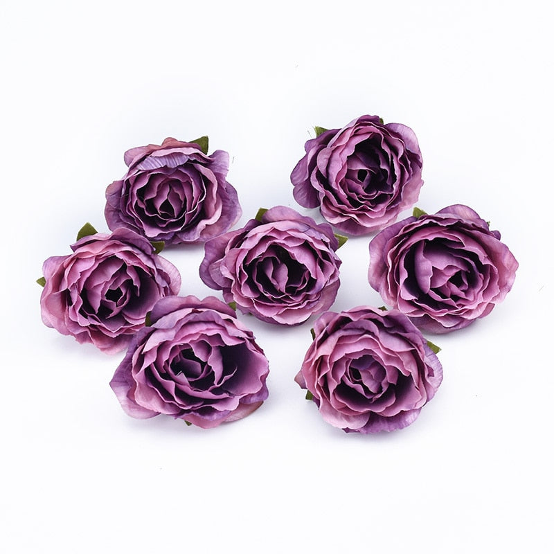 10Pcs 4cm Multicolor Wedding Decoration Silk Roses Scrapbooking Home Decor Artificial Plants Decorative Flowers Wreaths Pompons