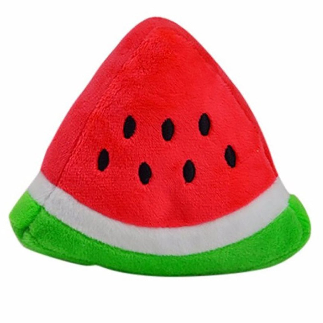 Pet Toys Funny Cartoon Cute Fruit Bite Resistant Plush Squeaky Toy Pet Chew Toy For Cats Pet Interactive Partner