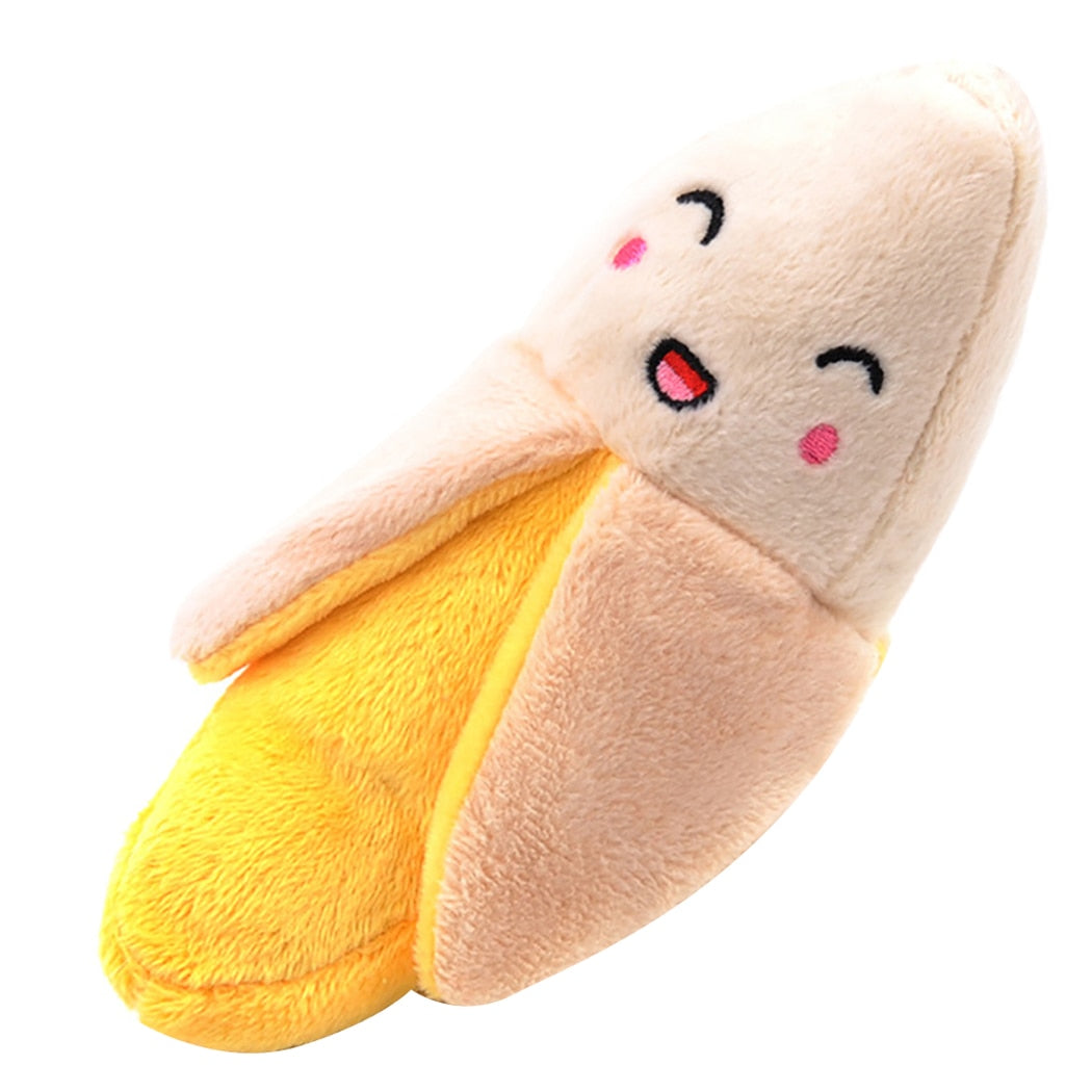 Pet Toys Funny Cartoon Cute Fruit Bite Resistant Plush Squeaky Toy Pet Chew Toy For Cats Pet Interactive Partner