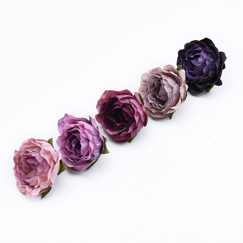 10Pcs 4cm Multicolor Wedding Decoration Silk Roses Scrapbooking Home Decor Artificial Plants Decorative Flowers Wreaths Pompons