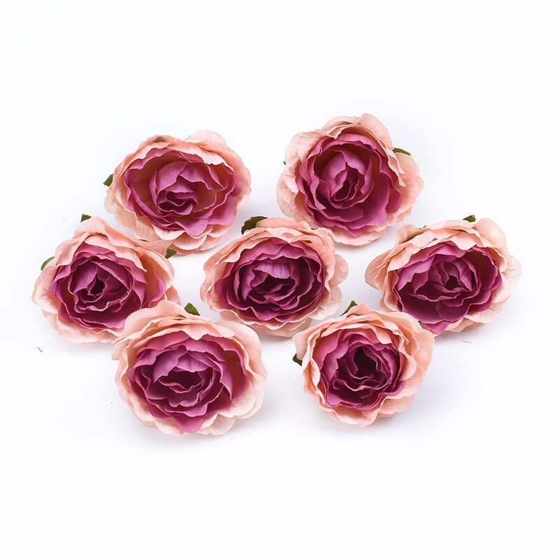 10Pcs 4cm Multicolor Wedding Decoration Silk Roses Scrapbooking Home Decor Artificial Plants Decorative Flowers Wreaths Pompons