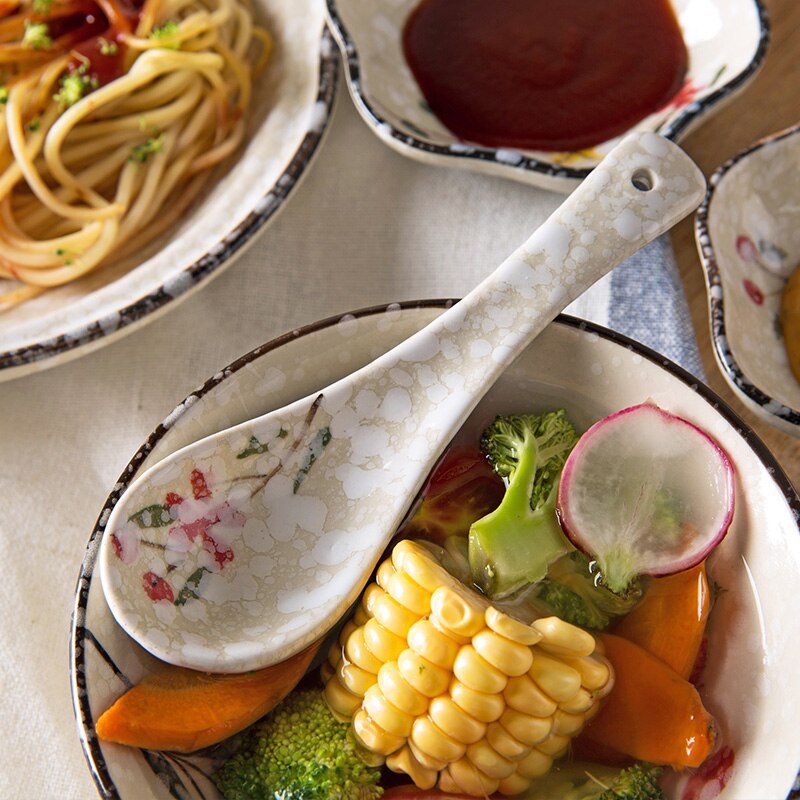 1pc Japanese-style Ceramic Spoon Rice Spoon Tableware Stir Soup Spoon