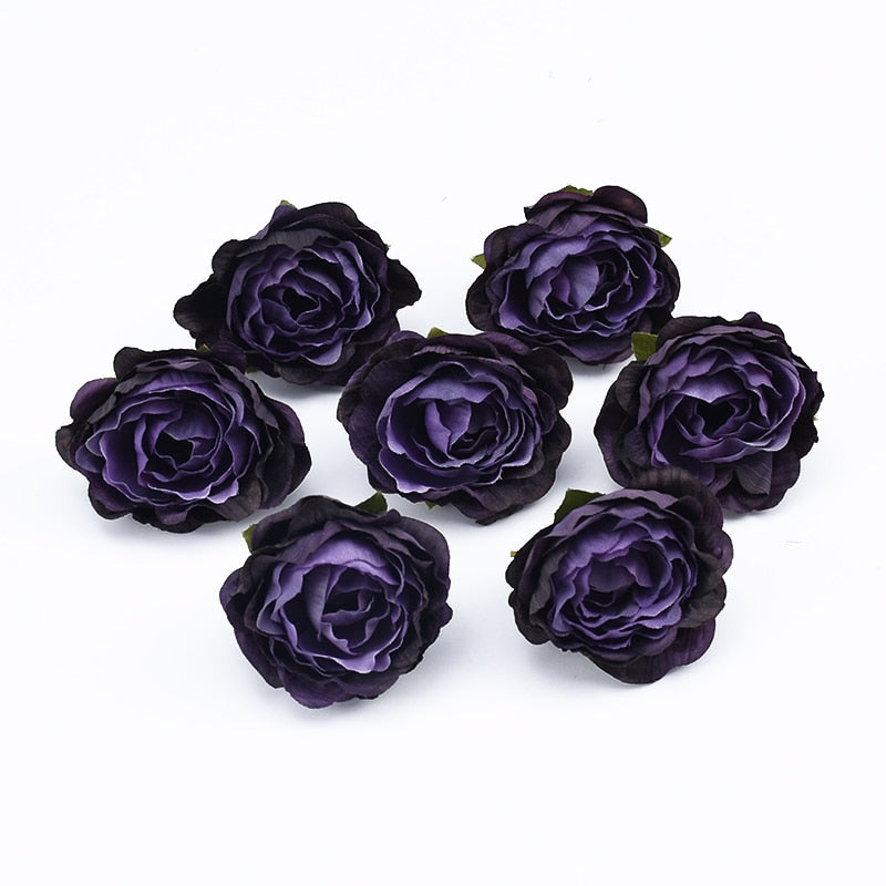10Pcs 4cm Multicolor Wedding Decoration Silk Roses Scrapbooking Home Decor Artificial Plants Decorative Flowers Wreaths Pompons