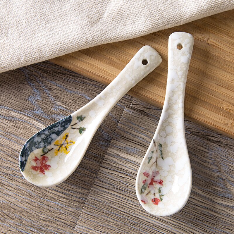 1pc Japanese-style Ceramic Spoon Rice Spoon Tableware Stir Soup Spoon