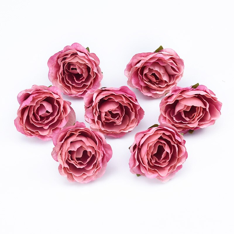10Pcs 4cm Multicolor Wedding Decoration Silk Roses Scrapbooking Home Decor Artificial Plants Decorative Flowers Wreaths Pompons