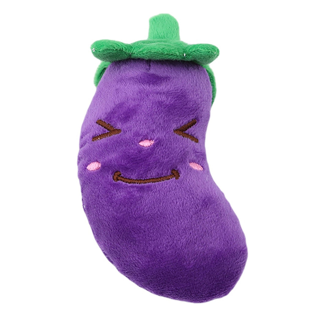 Pet Toys Funny Cartoon Cute Fruit Bite Resistant Plush Squeaky Toy Pet Chew Toy For Cats Pet Interactive Partner