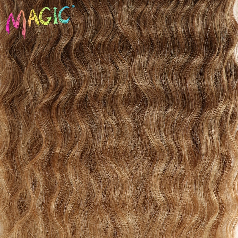 MAGIC Deep Curly Synthetic Hair Weave Deep Wave Hair Bundles 28 & 30 & 32 Inches Ombre Color Two Tone Curly Hair Extension 120g