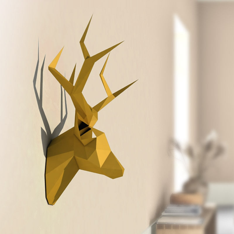3D Pear Deer Head Animal Paper Model Toy Home Decor Living Room Decor DIY Paper Craft Model Party Gift