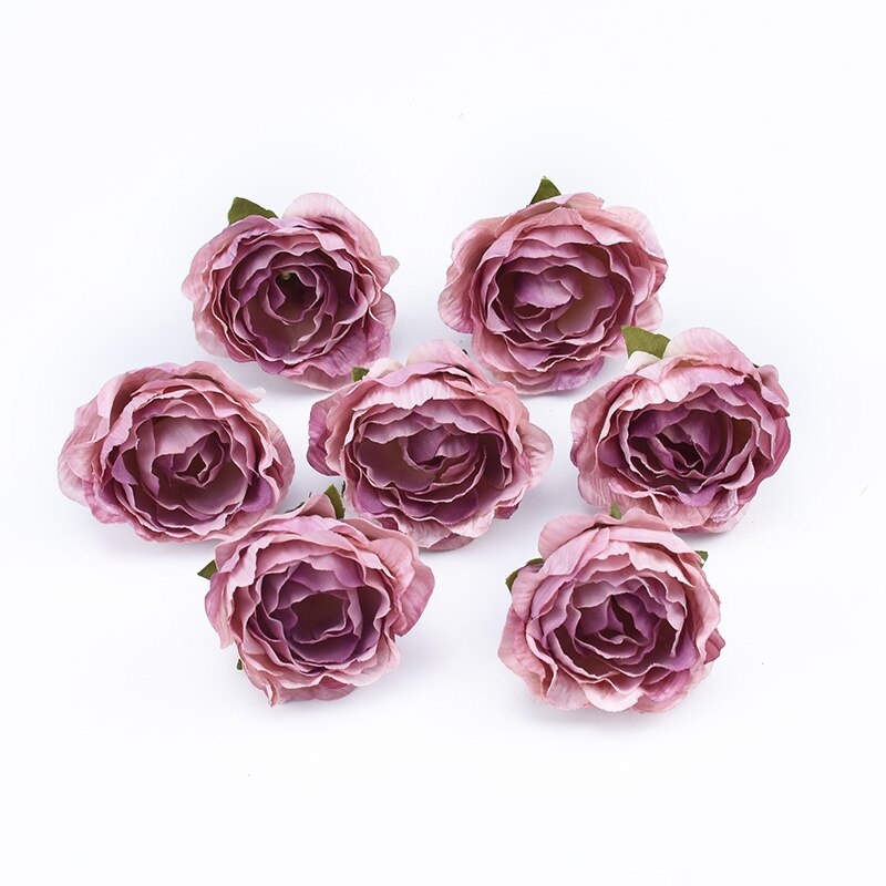 10Pcs 4cm Multicolor Wedding Decoration Silk Roses Scrapbooking Home Decor Artificial Plants Decorative Flowers Wreaths Pompons