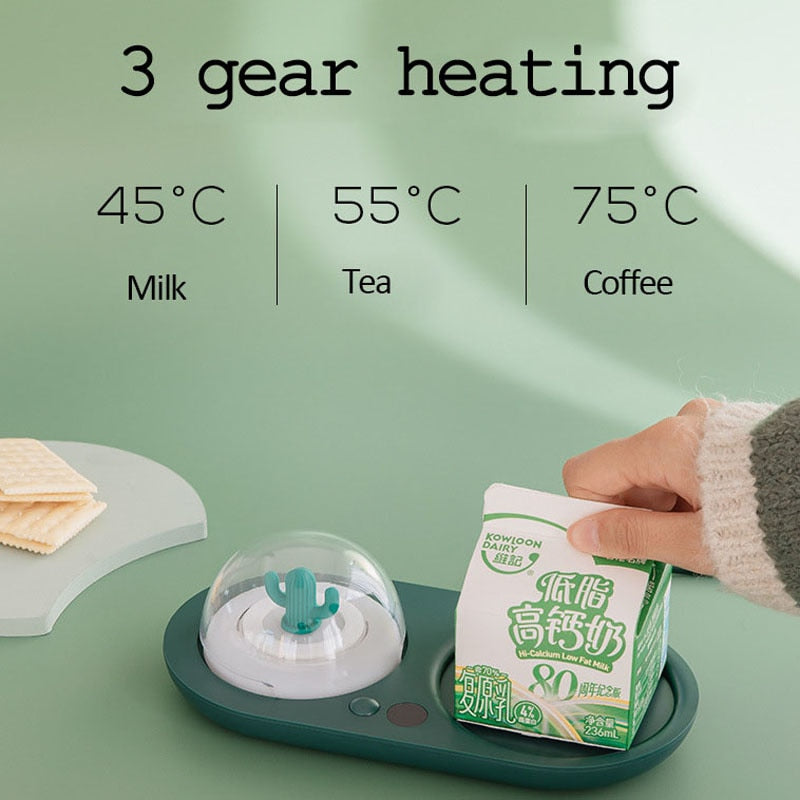Warmer 3 Gear Coffee Mug Heating Coaster Smart Thermostatic Hot Plate Milk Tea Water Heating Pad with Aromatherapy Lamp