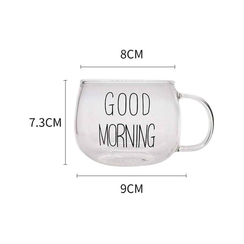 Letter Transparent Glass Cup Creative Coffee Tea Drinks Dessert Breakfast Milk Cup Glass Mugs Handle Drinkware Couple Gifts