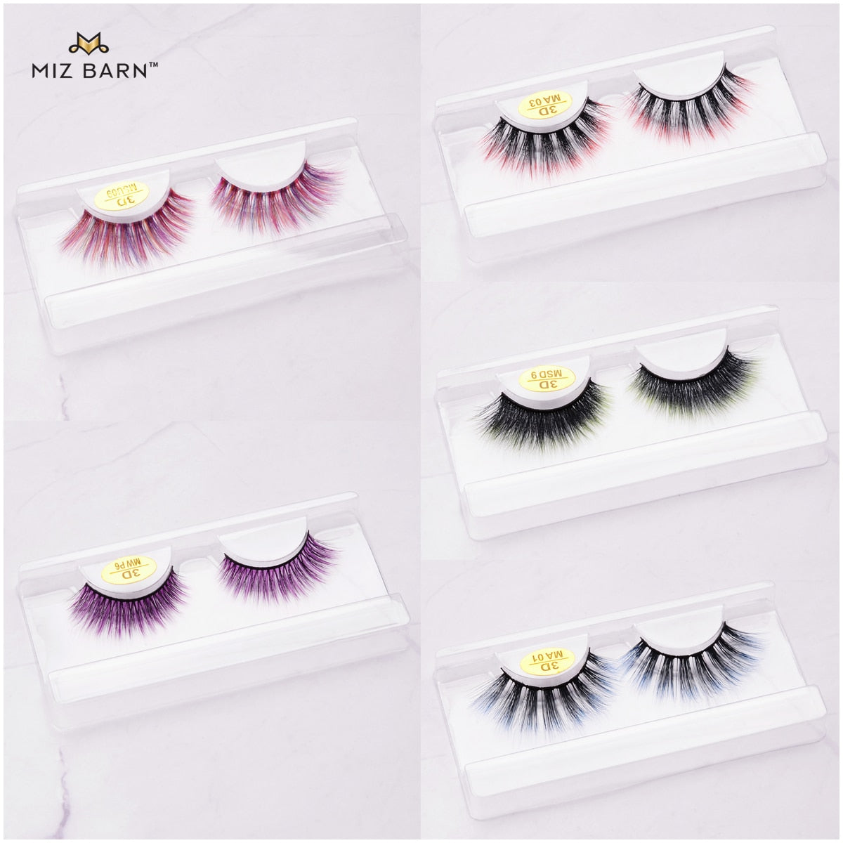 3D False Colored Eyelashes Natural Halloween Faux Mink Fluffy Soft Extension Cosplay Eyelash Colorful Eye Lashes