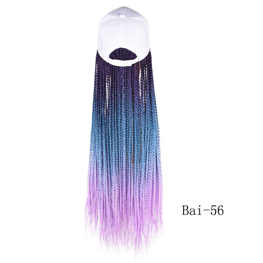 Box Braids Baseball Cap Wig 24inch Long Synthetic Braid Wigs Hat with Braiding Hair Extensions Adjustable Size