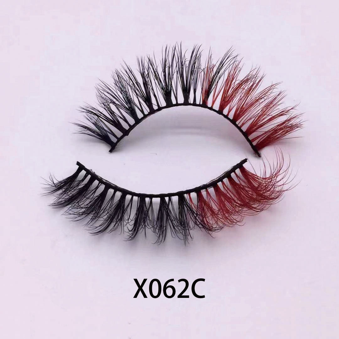 3D Color False Lashes Natural Long Colorful Eyelashes Dramatic Party Colored Lashes for Cosplay Halloween