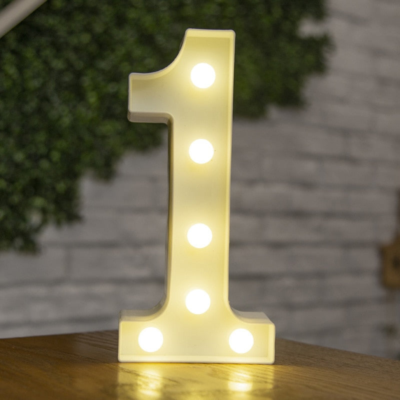 Alphabet Letter LED Lights Luminous Number Lamp Decor Battery Night Light for home Wedding Birthday party Decoration