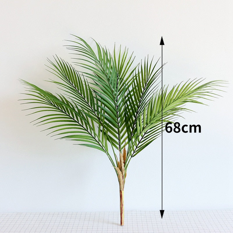 Green Artificial Palm Leaf Plastic Plants Tropical Tree Branch Fake Plants Jungle Home Garden Decor Wedding Decoration