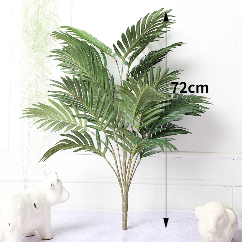 Green Artificial Palm Leaf Plastic Plants Tropical Tree Branch Fake Plants Jungle Home Garden Decor Wedding Decoration