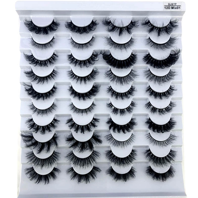 20 Pairs Fluffy Lashes 25mm 3D Mink Lashes Long Thick Natural False Eyelashes Mink Eyelashes