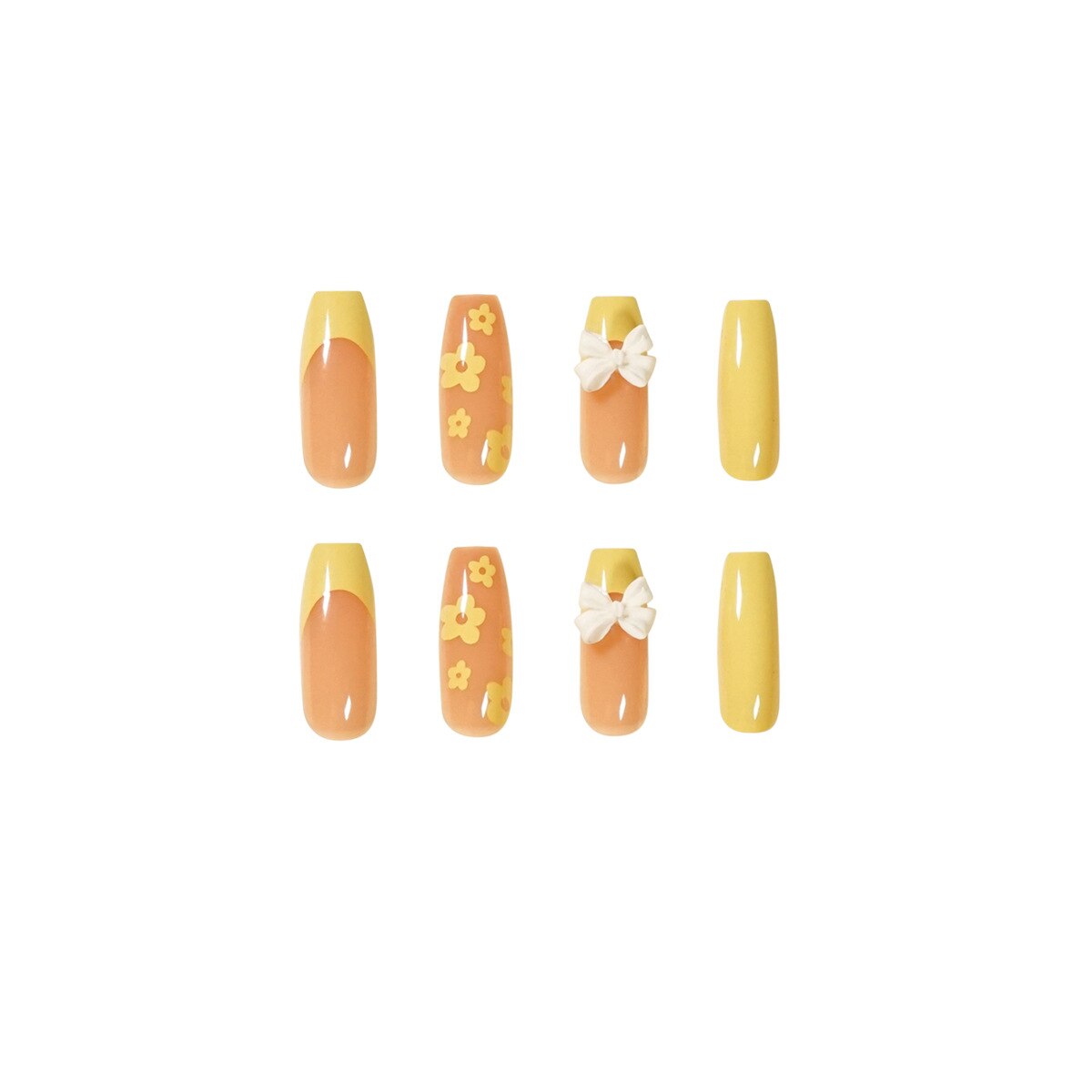 24 Pcs French Ballet Coffin UV Plastic Fake Nails Bow Love Leopard Press On Nail Tips Cartoon Flowers Nail Art Tools Manicure