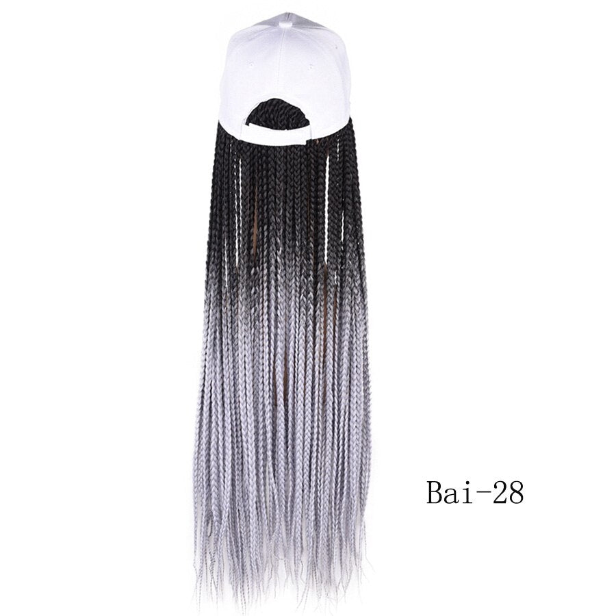 Box Braids Baseball Cap Wig 24inch Long Synthetic Braid Wigs Hat with Braiding Hair Extensions Adjustable Size