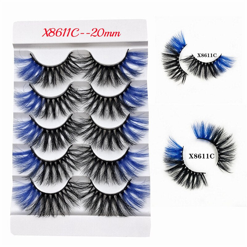 Rainbow Colored Lashes 3D Mink Lashes Ombre Dramatic Colorful Natural Eyelashes Extension Make up Fake Eyelashes