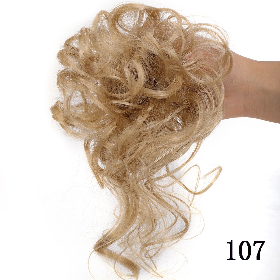 Synthetic Messy Chignon Donut Hair Bun Scrunchies Elastic Hair Rope Rubber Band Curly Hairpiece Black Brown False Hair