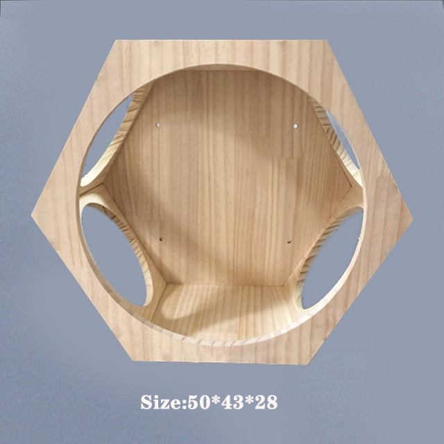 Pet cat climbing frame Wall mounted cat rack, warm luxury wooden space capsule