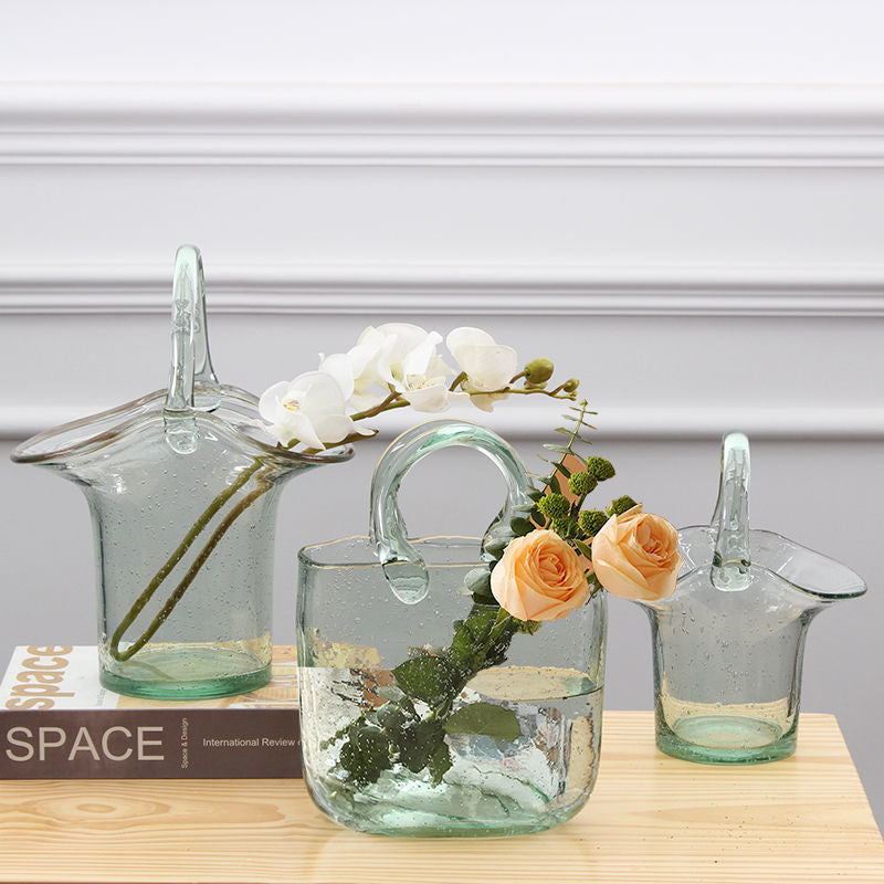 Flower Vase Hydroponic Pots Nordic Creative Basket Vase Big Glass Vase For Home Cristal Decoration