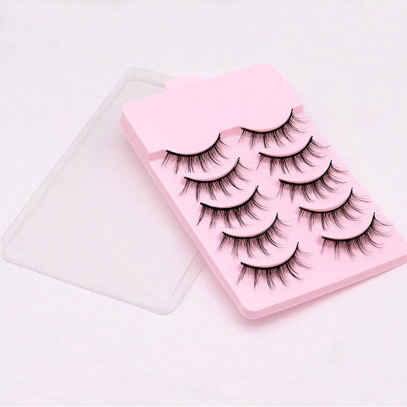 5 Pairs Cos False Eyelashes Natural Thick Clustered Eyelashes Women Makeup Eyelash Extension Japanese False Eyelashes