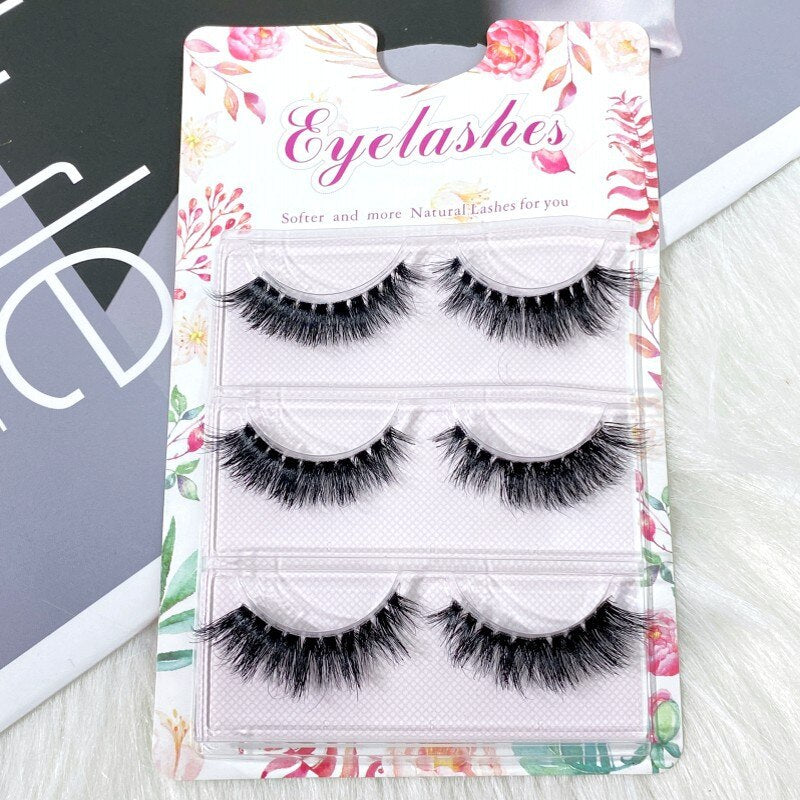 False Eyelashes 3 Pairs Pure Handmade Natural Transparent Terrier Fake Eyelashes Short Paragraph Bare Makeup Eyelashes